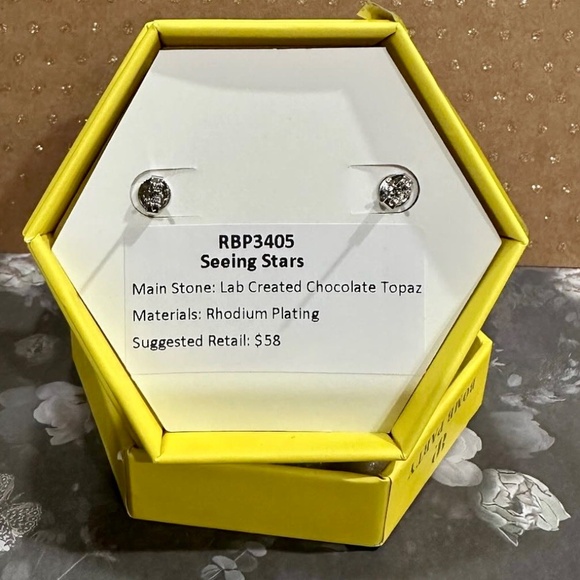 🍫✨ Bomb Party Rhodium-Plated “Chocolate Topaz” Lab-Created Earrings ✨🍫 - Picture 2 of 4